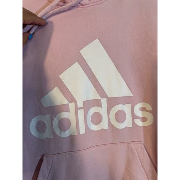 Adidas Pink Long Sleeve Cotton Hooded Casual Pullover Sweatshirt Women Sz S - Picture 5 of 10